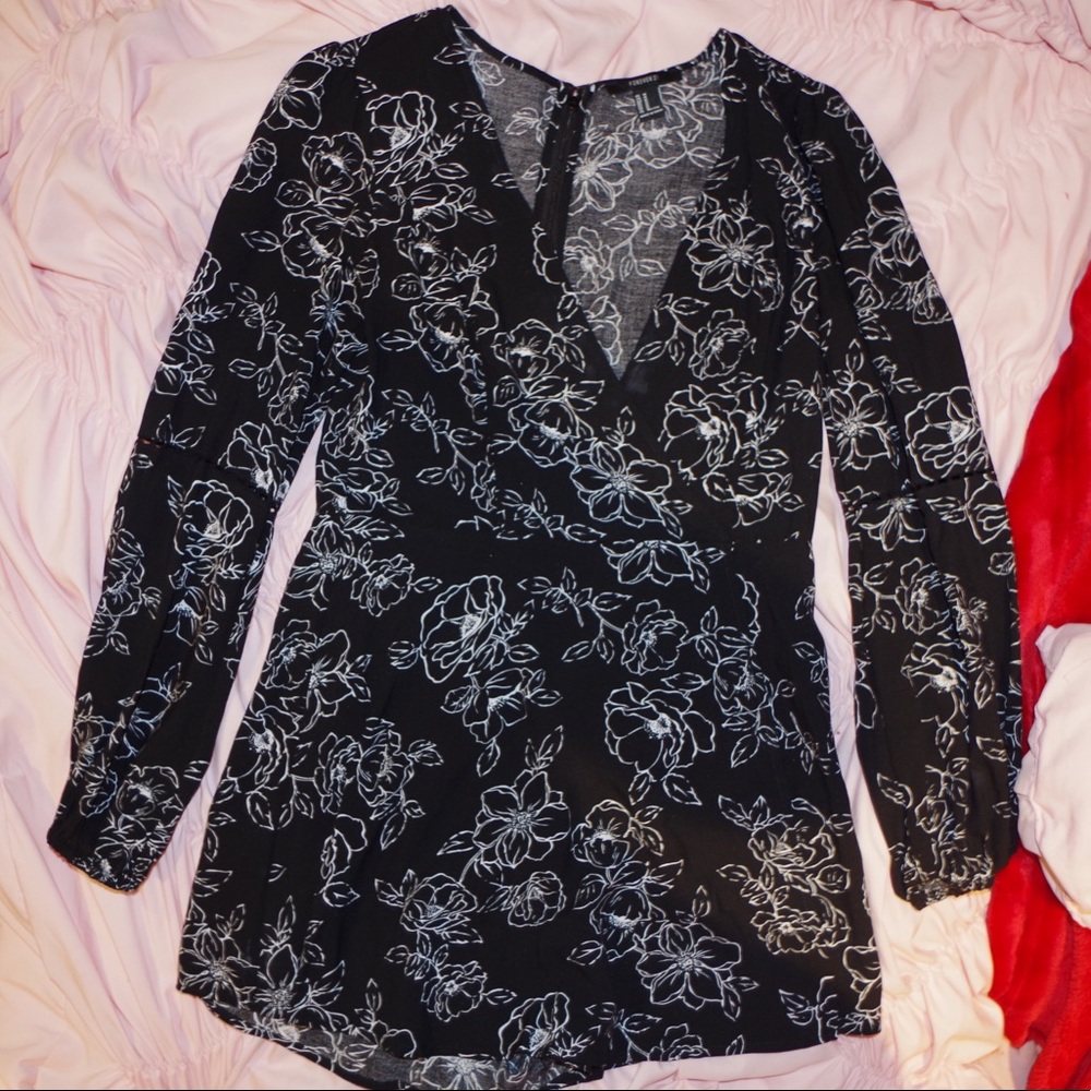 forever 21 black floral romper
